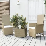 Prolenta Premium 3-tlg. Garten-lounge-set Beige Poly Rattan &
