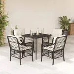 5-tlg. Garten-essgruppe Mit Kissen Schwarz Poly Rattan - Vidaxl