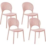 Beliani - Esszimmerst&uuml;hle 4er Set Rosa Aus Kunststoff F&uuml;r Innen- Und...