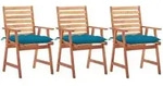 Vidaxl Outdoor Dining Chairs 3 Pcs With Cushions Solid Acacia Wood...