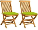 Gartenst&uuml;hle Mit Hellgr&uuml;nen Kissen 2 Stk. Massivholz Teak Vidaxl