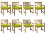 Gartenst&uuml;hle 8 Stk. Mit Hellgr&uuml;nen Kissen Massivholz Teak Vidaxl