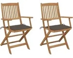 Klappbare Gartenst&uuml;hle 2 Stk. Mit Kissen Massivholz Akazie Vidaxl