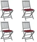Vidaxl Folding Chairs 4 Pcs With Cushions Solid Acacia Wood (46336+314888)