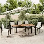 Gartentisch Mit Holzplatte Schwarz Poly Rattan & Akazienholz Vidaxl