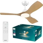 Deckenventilator - Philips - Olas - Feste Bl&auml;tter - Durchmesser 106 Cm - Wei&szlig;/holz