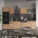 Vicco - K&uuml;chenzeile R-line, Goldkraft Eiche/anthrazit, 300 Cm Mit Hochschrank, Ohne