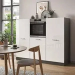 Vicco - K&uuml;chenblock R-line, Wei&szlig; Hochglanz/anthrazit, 180 Cm Ohne Arbeitsplatte