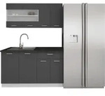 Esilo K&uuml;chenm&ouml;bel Set , Modulk&uuml;che 140 Cm Wei&szlig;, Grau.
