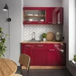 Vicco - Singlek&uuml;che R-line, Bordeaux Hochglanz/goldkraft Eiche, 140 Cm Ohne
