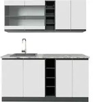 Vicco - Singlek&uuml;che R-line, Wei&szlig;/anthrazit, 160 Cm , Ap Marmor