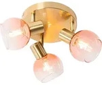 Art-deco-deckenstrahler Gold Mit Rosa Glas 3-flammig - Vidro