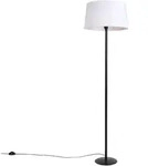 Qazqa Schwarze Stehlampe Mit Leinenschirm Wei&szlig; 45 Cm - Simplo