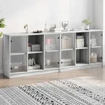 Vidaxl - B&uuml;cherschrank Mit T&uuml;ren Grau Sonoma 204x37x75 Cm Holzwerkstoff
