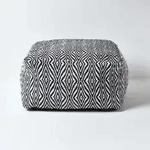Homescapes - Sitzpouf Trance 60x30 Cm &ndash; Gro&szlig;er Pouf Schwarz-wei&szlig; Gemustert