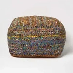 Homescapes Designer Hocker Pouf W&uuml;rfel Chindi Creme