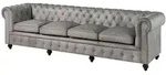 Sofa 4-sitzer Echtleder 274x82x75 Grau Chesterfield 204