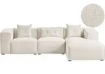Ecksofa 3-sitzer Dolva Cord Cremewei&szlig; Linksseitig