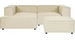 Ecksofa Mit Ottomane Beige Leinen L-f&ouml;rmig 2-sitzer Modulsofa Rechtsseitig