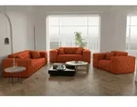 Sofaset Designersofa Chantal 3-2-1 In Stoff Opera Velvet Orange