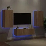 Vidaxl - 3-tlg. Tv-wohnwand Mit Led-leuchten Sonoma-eiche
