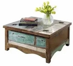 Massivmoebel24 - Couchtisch Altholz 90x90x45 Mehrfarbig Lackiert Nature Of...