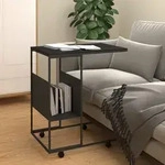 Vidaxl Side Table With Wheels Black 55x36x63,5 Cm Engineered Wood