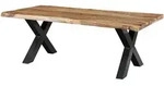 Baumtisch Sheesham 200x100x77 Natur Sandgestrahlt / X-beine Anthrazit Gl&auml;nzend