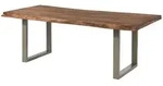 Massivmoebel24 - Baumtisch Sheesham 220x100x77 Grau Gebeizt / U-beine Silber...