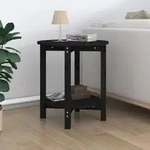 Couchtisch Schwarz &Oslash; 55x60 Cm Massivholz Kiefer Vidaxl
