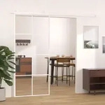 Schiebet&uuml;r Esg-glas Und Aluminium 90x205 Cm Wei&szlig; Vidaxl