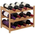 Relaxdays Weinregal, 12 Flaschen, Bambus, Hbt 30 X 45 X 23,5 Cm, Weinhalter F&uuml;r Rot-