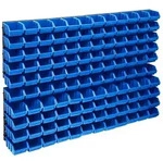 128-tlg. Beh&auml;lter-set F&uuml;r Kleinteile Mit Wandplatten Blau Vidaxl