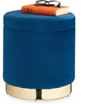 Samthocker Mit Stauraum, Rund, Eleganter Polsterhocker, Modern, Samt Sitzhocker, H X