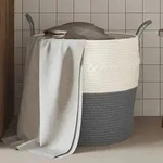Aufbewahrungskorb Grau Und Wei&szlig; &Oslash;43x38 Cm Baumwolle Vidaxl