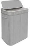 Relaxdays W&auml;schekorb Mit Deckel, Bambus, 72 L, Faltbare W&auml;schebox, Hxbxt: 60 X 40 X