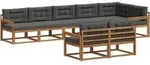 Outdoor-sofagarnitur Mit Kissen 8 Pcs Natur Und Anthrazit Vidaxl