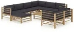 10-tlg. Garten-lounge-set Mit Dunkelgrauen Kissen Bambus Vidaxl