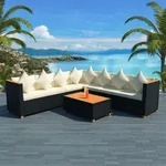 5-tlg. Garten-lounge-set Mit Auflagen Poly Rattan Schwarz Vidaxl