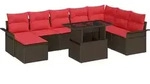 Gartensofa-set Mit Kissen 9 Pcs Braun Poly-rattan Vidaxl
