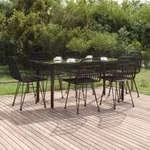 7-tlg. Garten-essgruppe Schwarz Poly Rattan Vidaxl