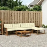 Vidaxl Outdoor Sofa Set With Cushion 6 Pcs Natural And Cream