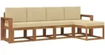 Outdoor-sofagarnitur 5 Pcs Natur Und Beige Massivholz Akazie Vidaxl