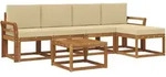 Outdoor-sofagarnitur Mit Kissen 6 Pcs Natur Und Beige Vidaxl