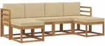Outdoor-sofagarnitur 6 Pcs Natur Und Beige Holzwerkstoff Vidaxl