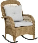 Outsunny Rattan Schaukelstuhl, Schaukelsessel Mit Kissen, Gartenstuhl Mit Waschbaren