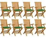 Gartenst&uuml;hle Mit Gr&uuml;nen Kissen 8 Stk. Massivholz Teak Vidaxl