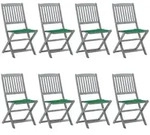 Klappbare Gartenst&uuml;hle 8 Stk. Mit Kissen Massivholz Akazie