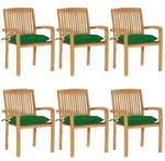 Stapelbare Gartenst&uuml;hle Mit Kissen 6 Stk. Massivholz Teak Vidaxl