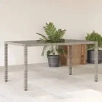 Gartentisch Mit Glasplatte Grau 150x90x75 Cm Poly Rattan Vidaxl